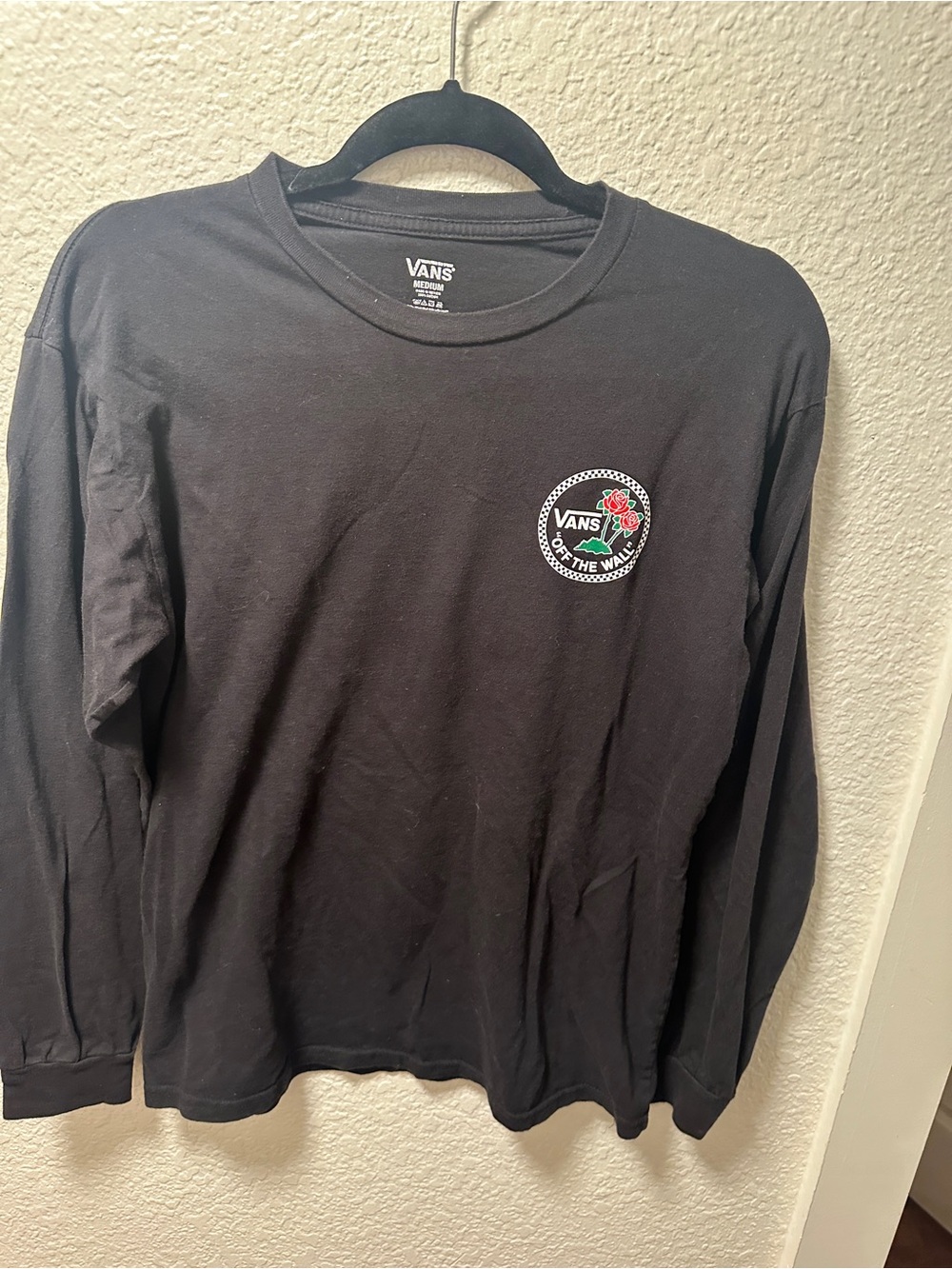 Vans Long Sleeve T-Shirt Black Rose Graphic
